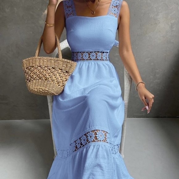 Blue shabby Chic Womens Lace insert Dress - Picture 5 of 5